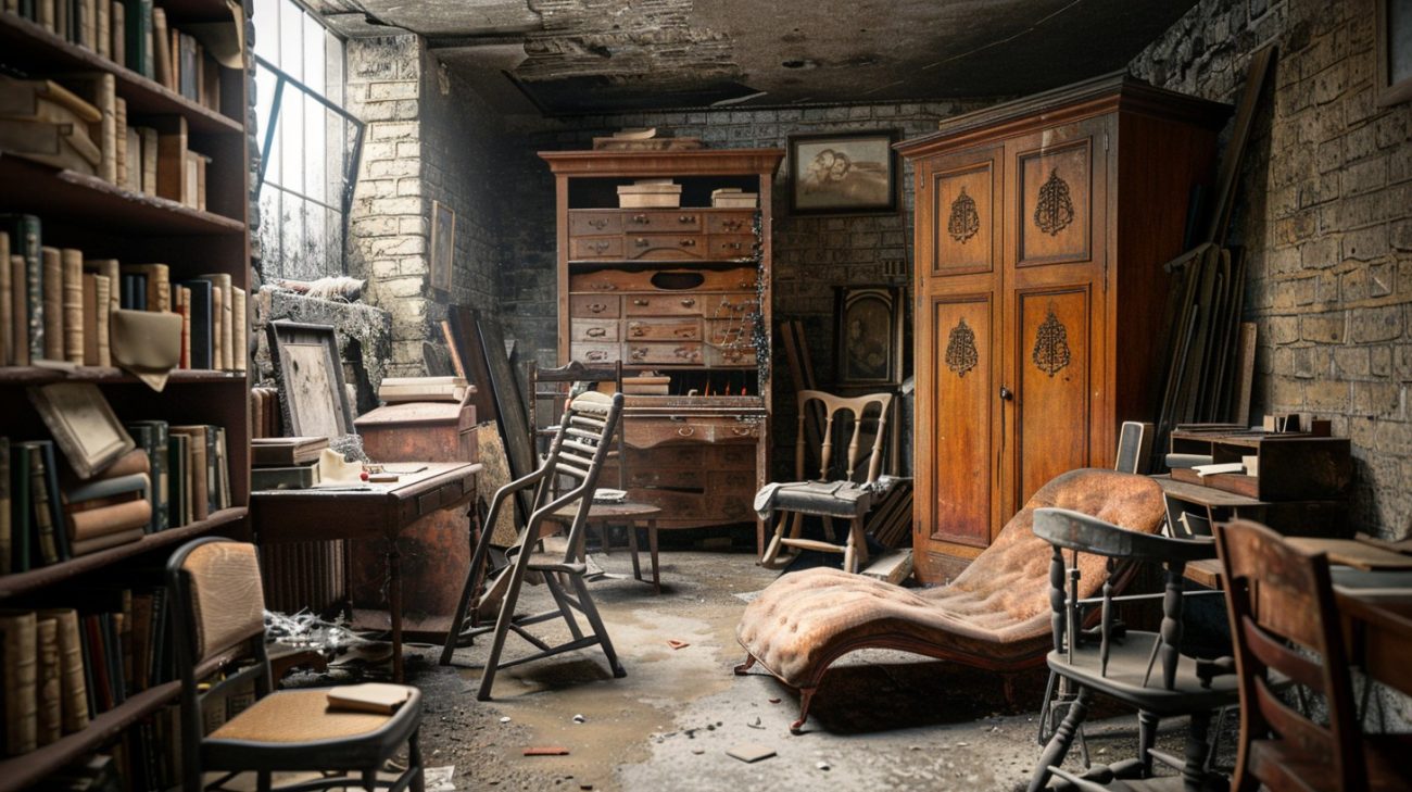 cramped Victorian basement in a Highgate, London townhouse